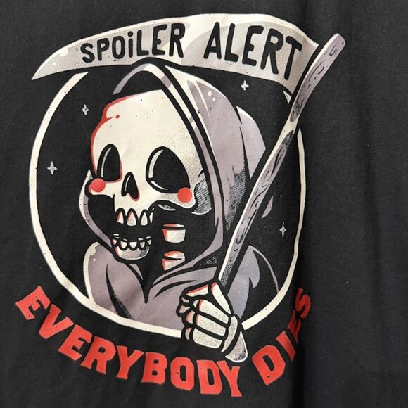 Black Graphic Spoiler Alert Everybody Dies T Shirt Size S - Picture 3 of 4